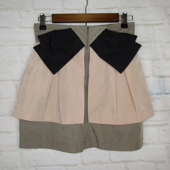 Twelve By Twelve Pink Nude Black Bow Back Skirt - Picture 5 of 7